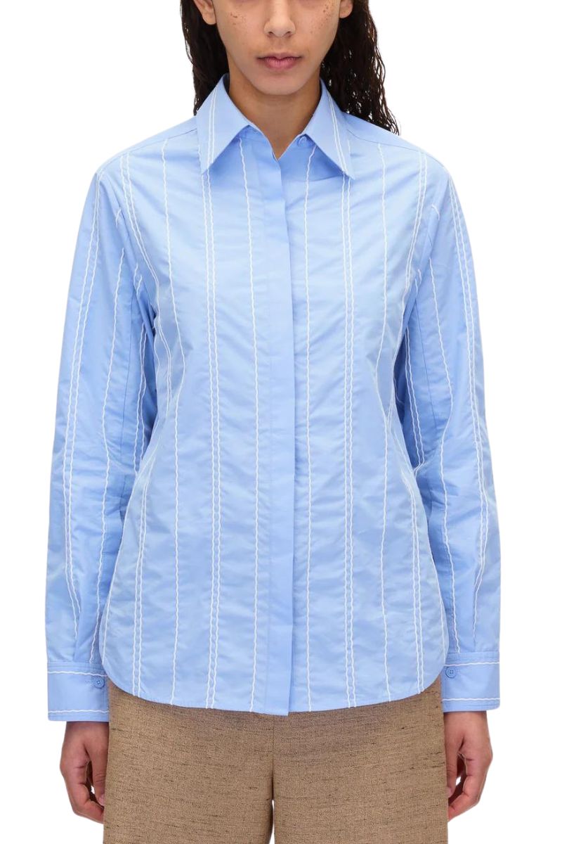 Poplin Shirt with Wave Embroidery-3.1 Phillip Lim-Boyds Philadelphia