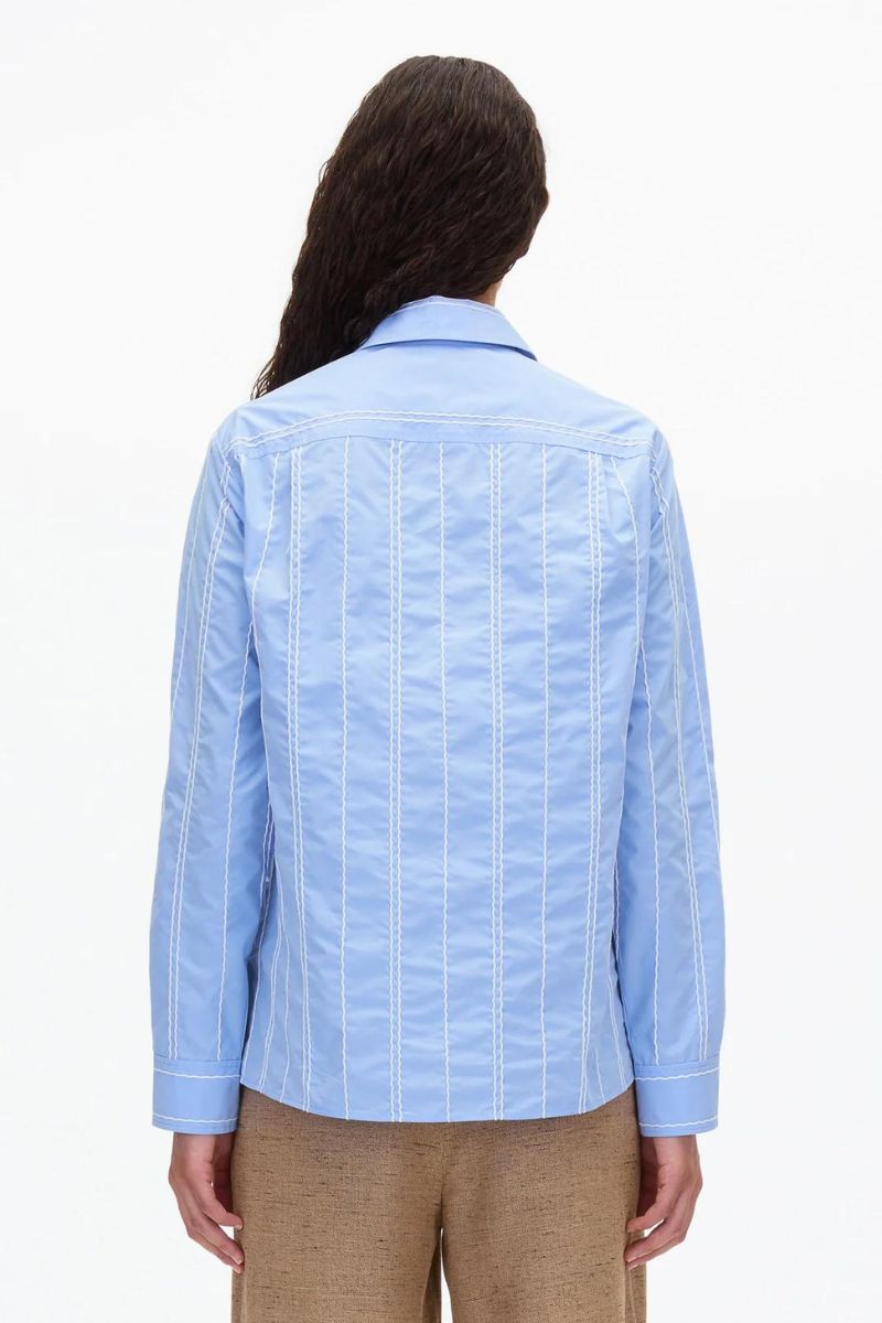 Poplin Shirt with Wave Embroidery-3.1 Phillip Lim-Boyds Philadelphia