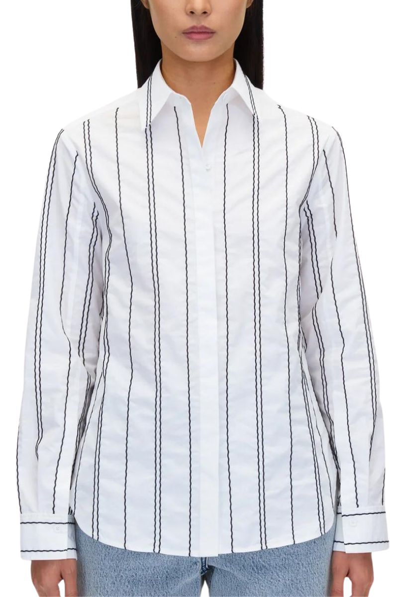 Poplin Shirt with Wave Embroidery-3.1 Phillip Lim-Boyds Philadelphia