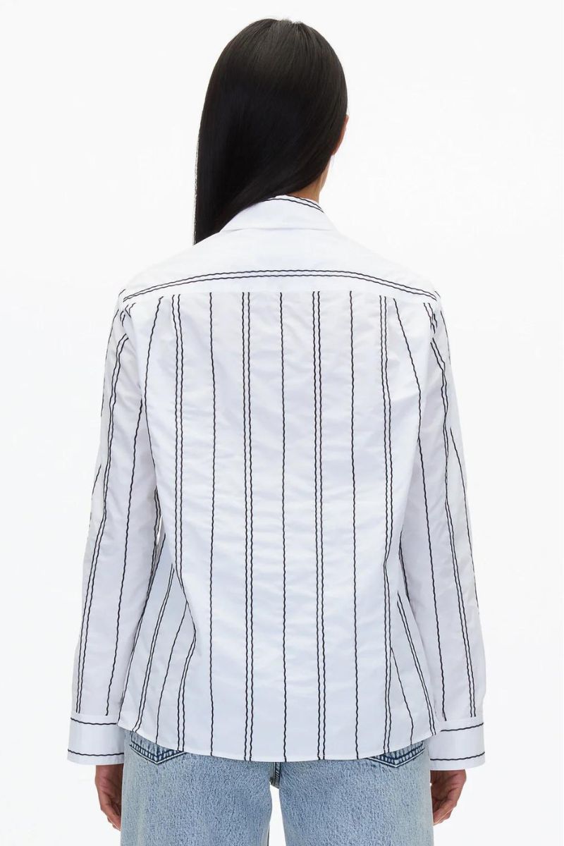 Poplin Shirt with Wave Embroidery-3.1 Phillip Lim-Boyds Philadelphia