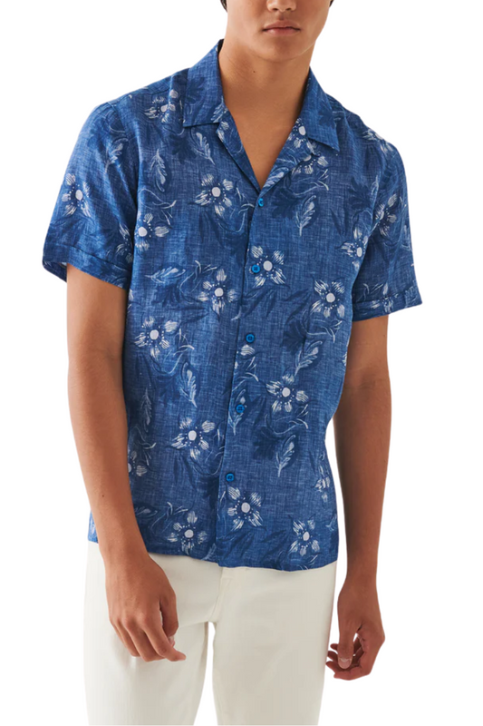 Linen Camp Collar Shirt-Patrick Assaraf-Boyds Philadelphia