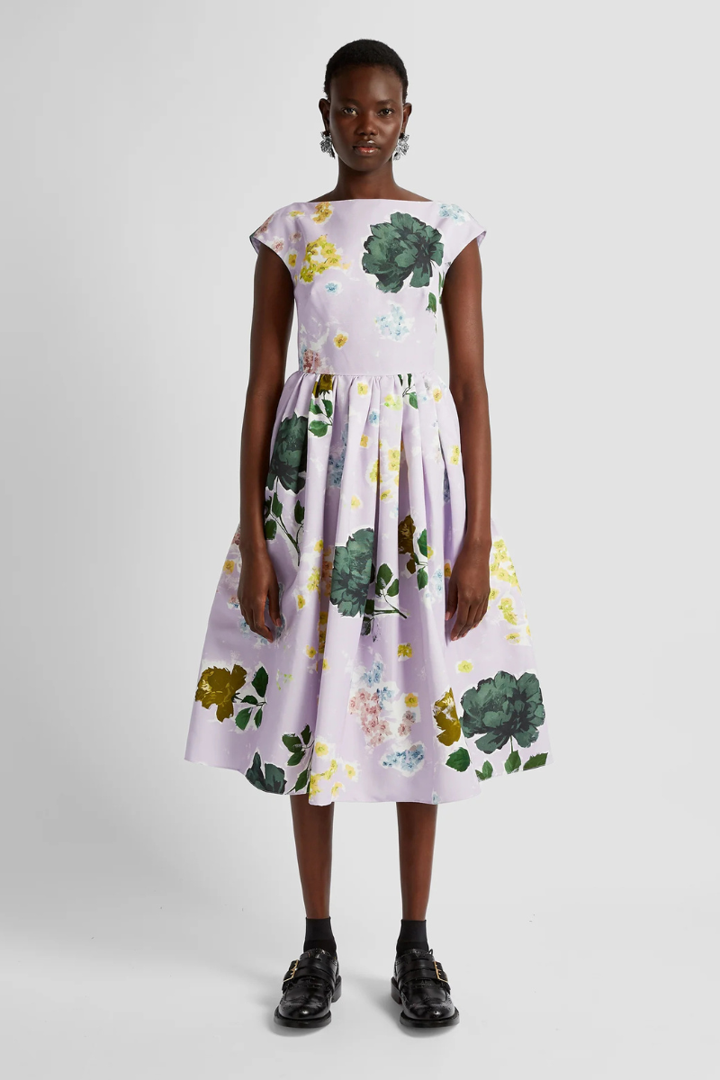 Boat Neck Full Skirt Midi Dress, LILAC / 6 Boat Neck Full Skirt Midi Dress, LILAC / 6