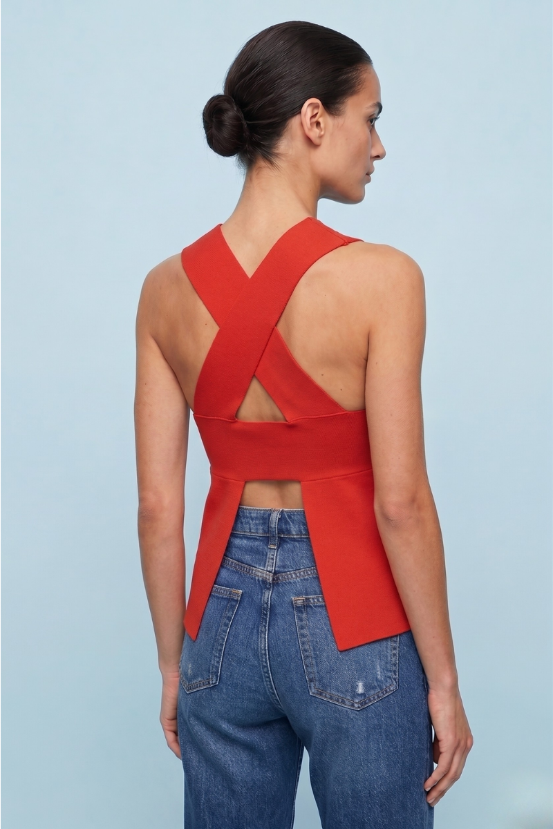 Criss Cross Open Back Tank-Autumn Cashmere-Boyds Philadelphia