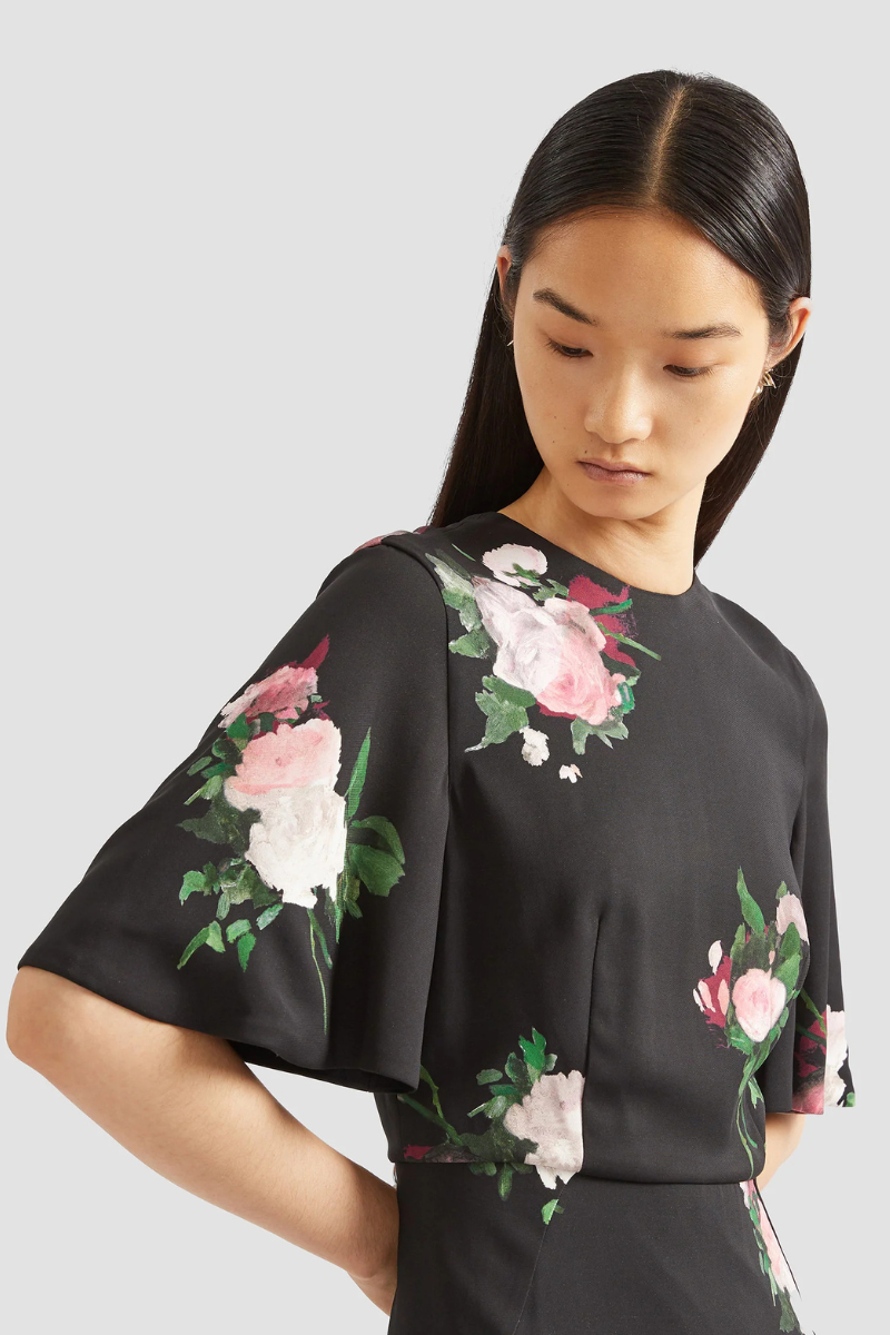 Flutter Sleeve Midi Dress-ERDEM-Boyds Philadelphia