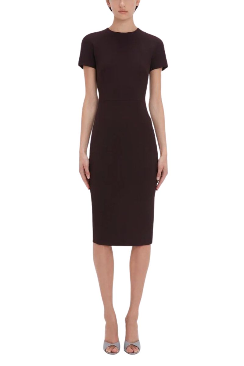 Victoria Beckham Fitted T-Shirt Dress In Deep Mahogany - Size 6 UK Victoria Beckham Fitted T-Shirt Dress In Deep Mahogany - Size 6 UK