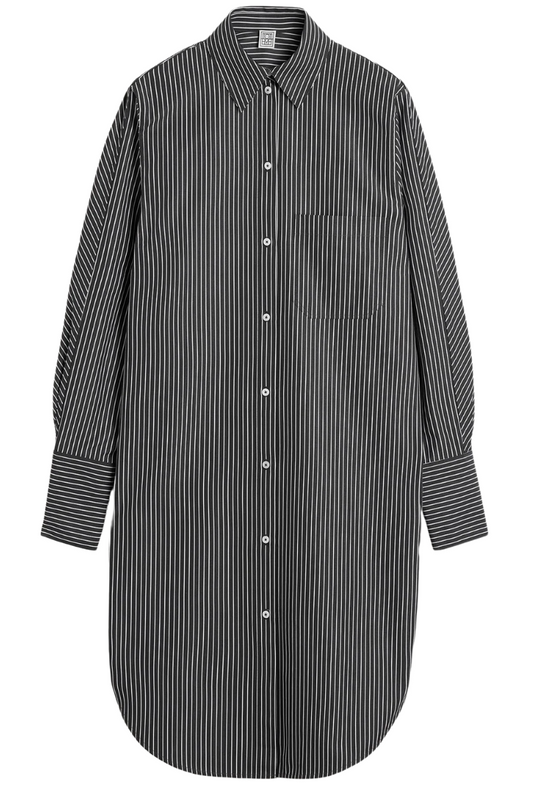 Striped Kimono-sleeve Shirtdress