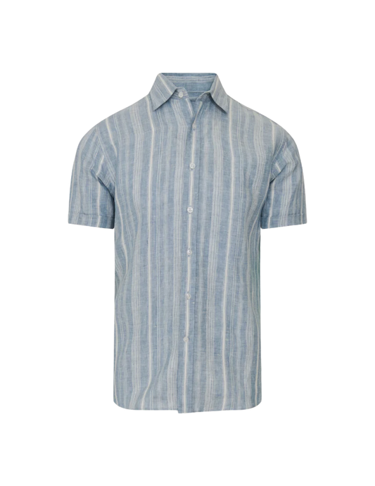 Jacquard Stripe Linen Shirt-Patrick Assaraf-Boyds Philadelphia