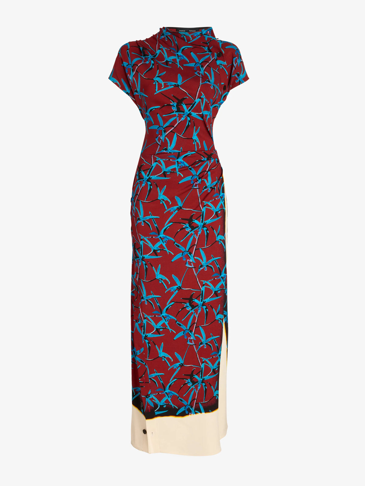 Anais Floral-Print Gathered Button-Side Maxi Dress-Proenza Schouler-Boyds Philadelphia