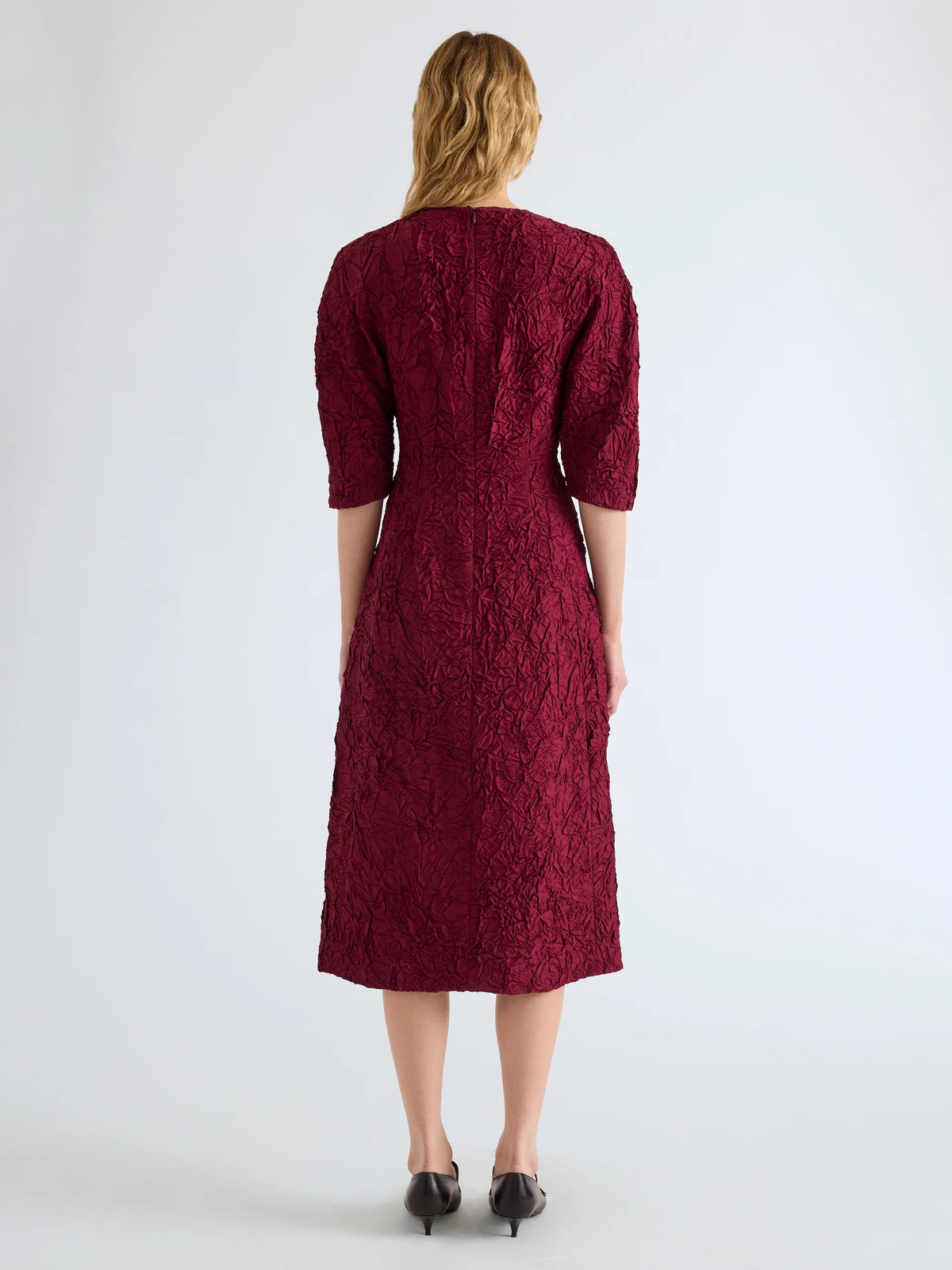 Alin Crushed Silk Curved-Sleeve Midi Dress-Proenza Schouler-Boyds Philadelphia