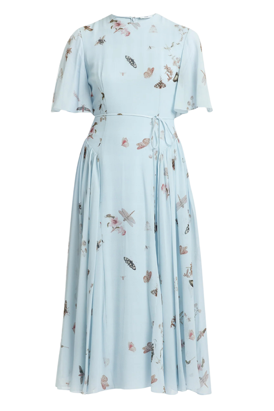 Printed Silk Voile Midi Dress-ERDEM-Boyds Philadelphia