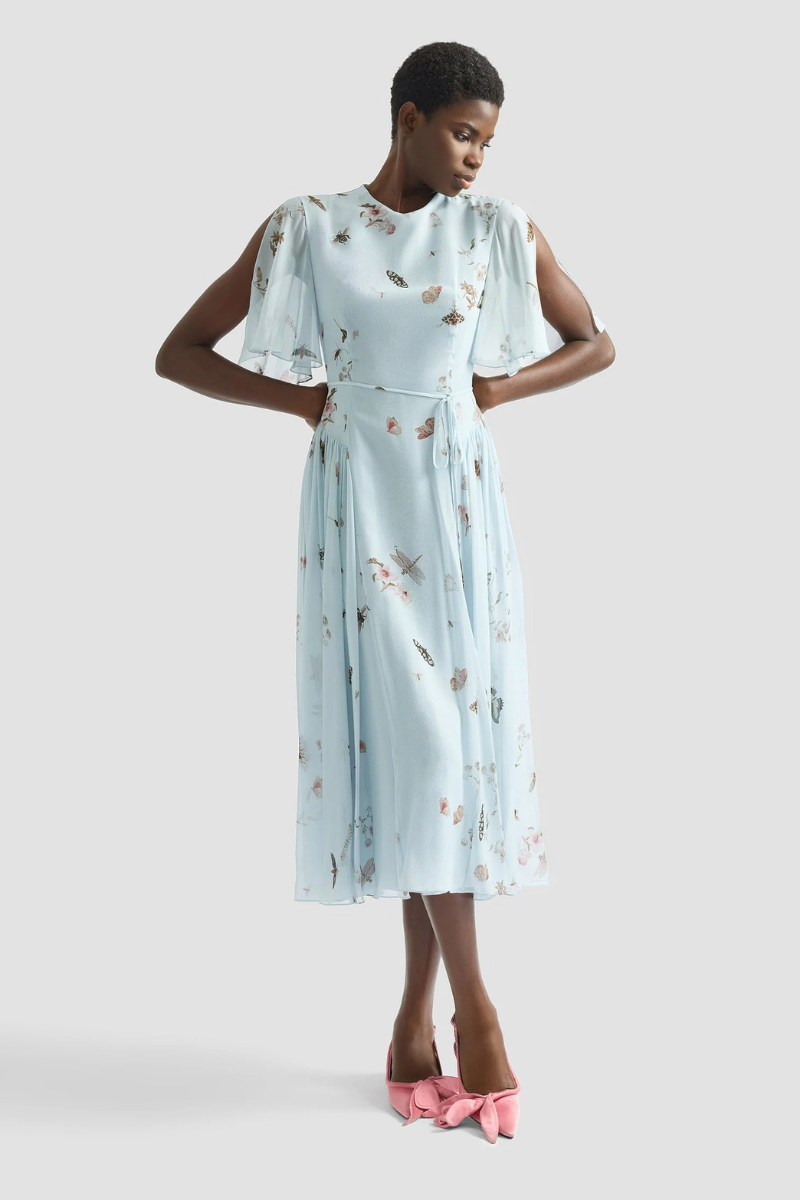 Printed Silk Voile Midi Dress-ERDEM-Boyds Philadelphia