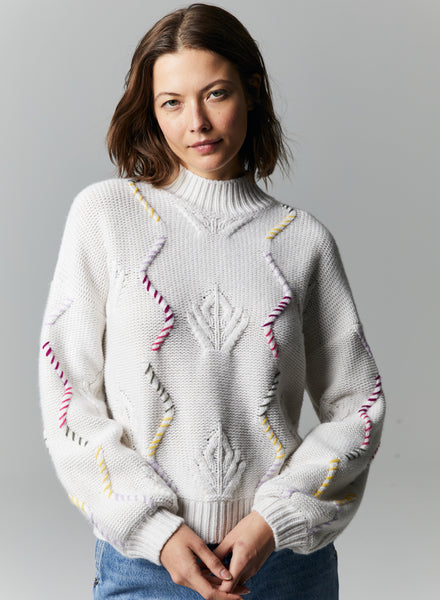 Chunky Balloon Sleeve Cable Mock-Autumn Cashmere-Boyds Philadelphia