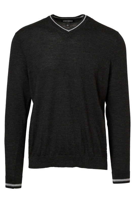 V-Neck w/ Stripe Trim Sweater-Autumn Cashmere-Boyds Philadelphia