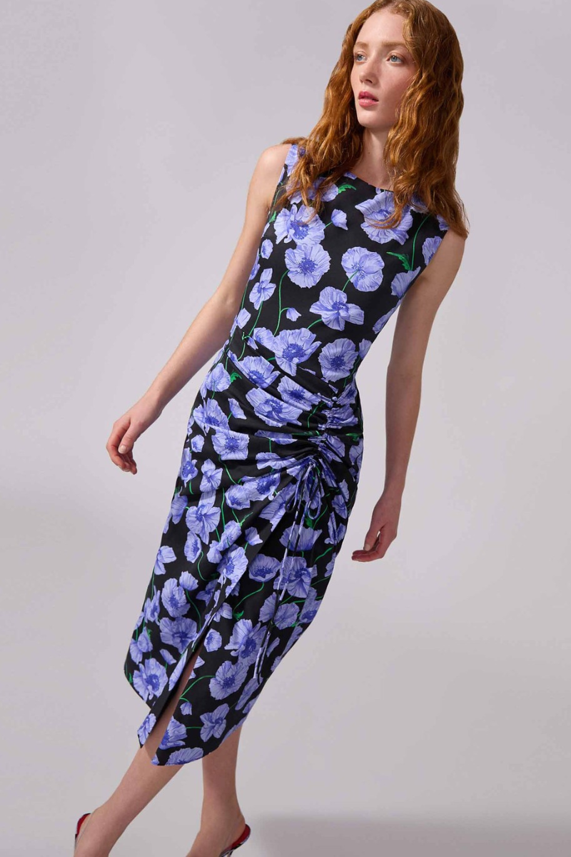 Floral-Print Dress With Drawstring-Carolina Herrera-Boyds Philadelphia