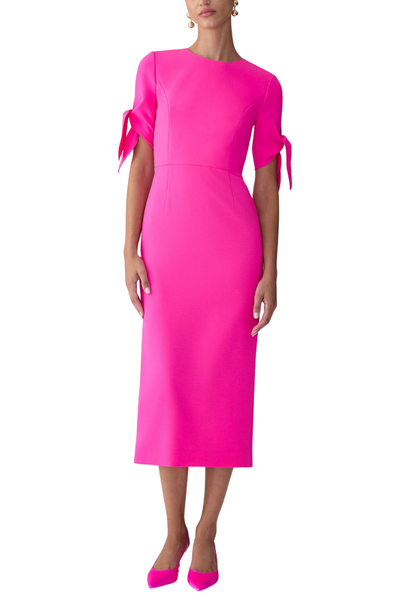 Tie-Sleeve Midi Dress, HOT PINK / 6