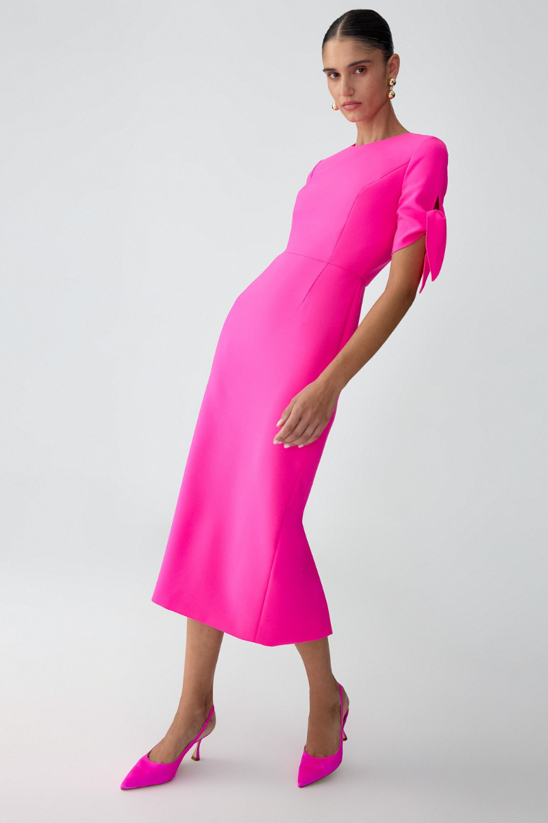 Tie-Sleeve Midi Dress by Carolina Herrera Tie-Sleeve Midi Dress by Carolina Herrera