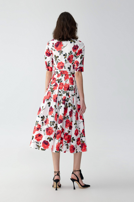 Rose-Print Shirt Dress-Carolina Herrera-Boyds Philadelphia