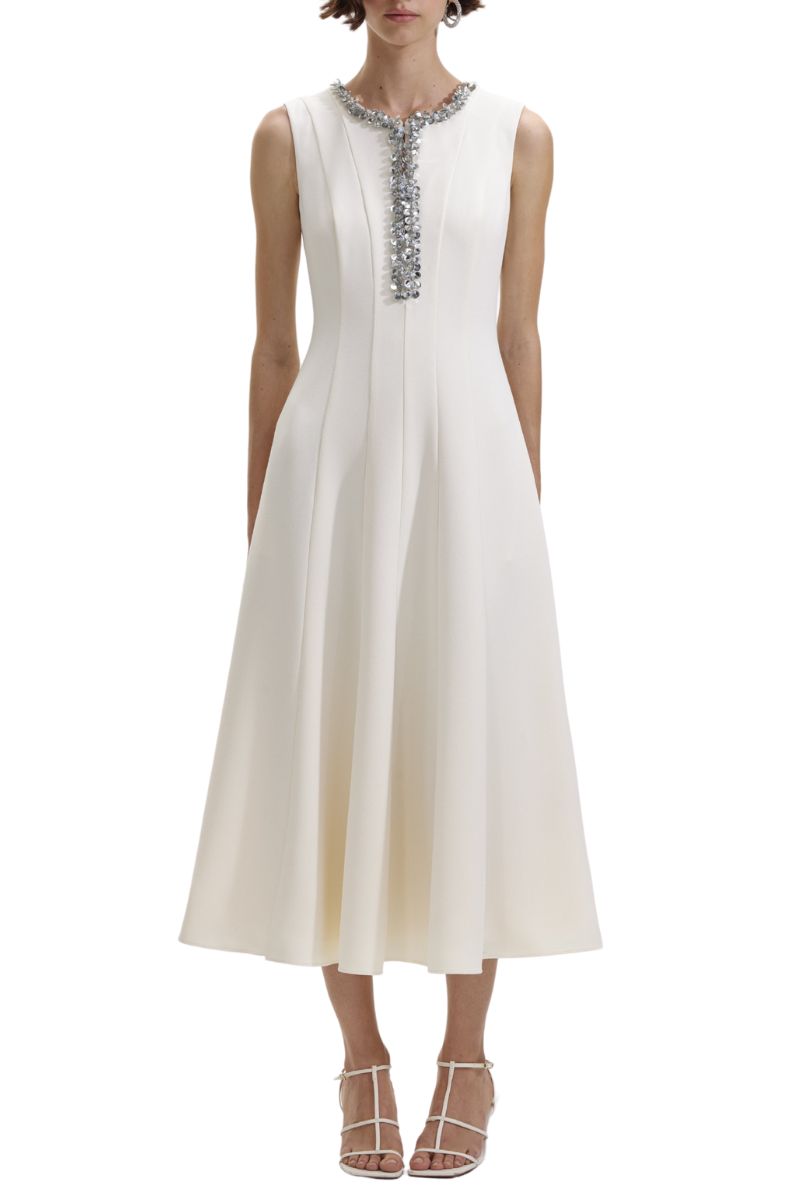 Crepe Embellished Midi Dress-Self-Portrait-Boyds Philadelphia