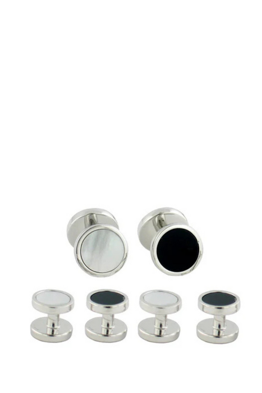 Onyx & Mother of Pearl Stud Set-David Donahue-Boyds Philadelphia