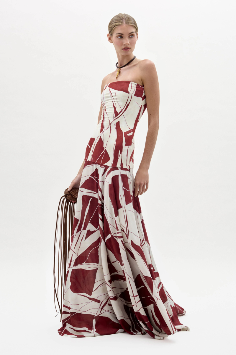 silvia tcherassi dresses Muriel Dress, BEIGE-BURG ABSTRACT / M