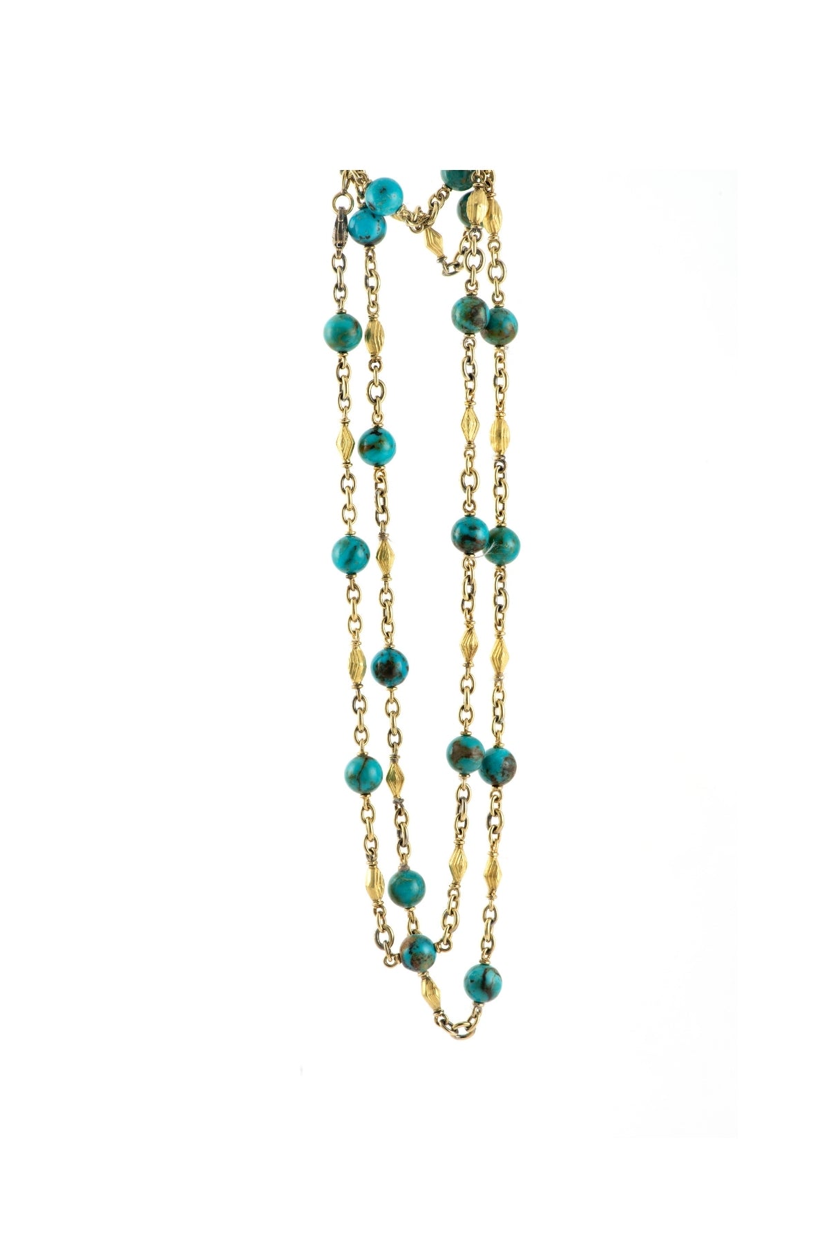 Turquoise Bead & Gold Bead Necklace