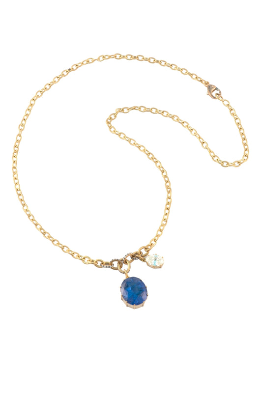 Ceylon Sapphire and Diamond Pendant and Chain Necklace-Sylva & Cie.-Boyds Philadelphia