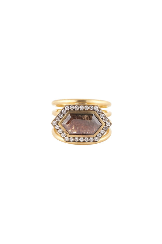 Hexagon Rustic Diamond Spiral Ring-Sylva & Cie.-Boyds Philadelphia