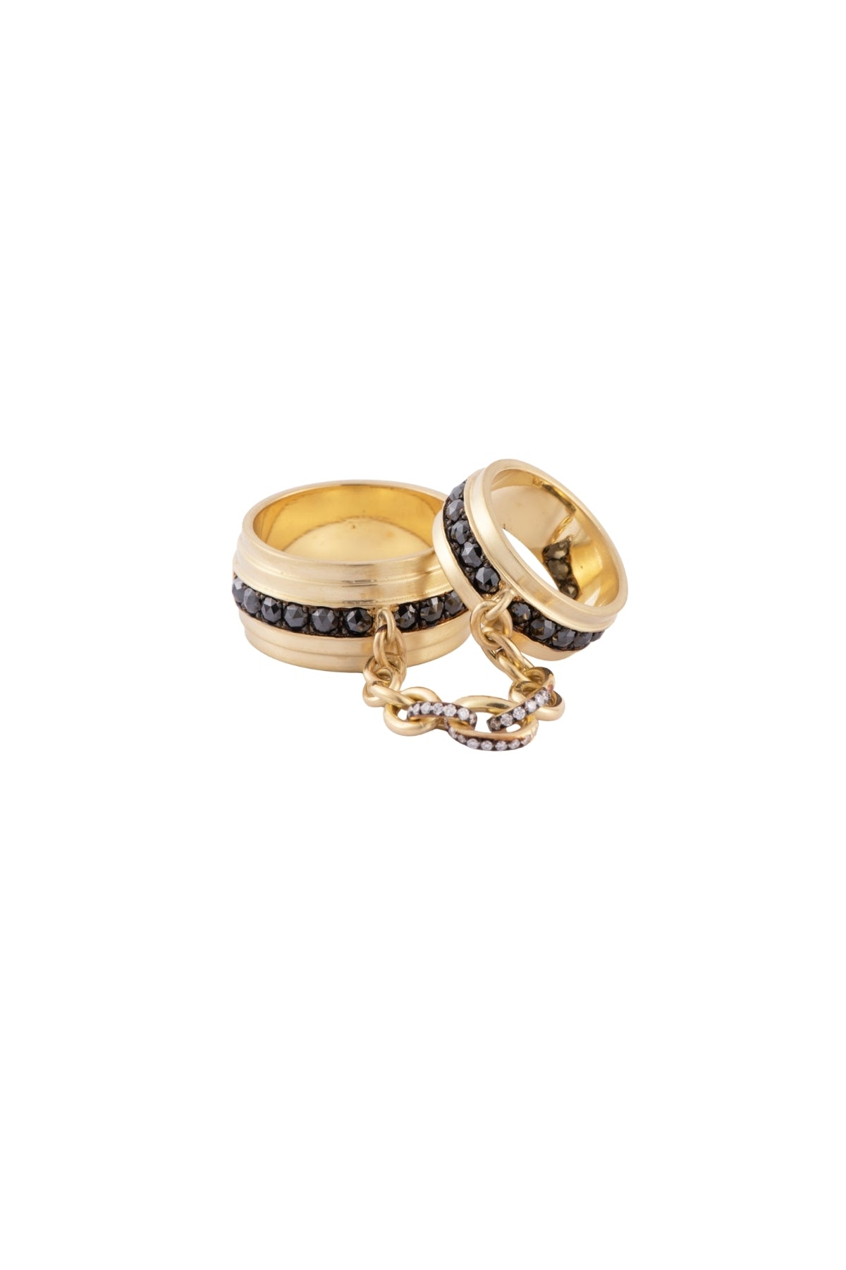 Moi et Toi Bonded Rings with Link Chain