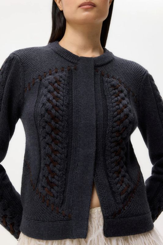 Suede Cables Sweater Jacket-TWP-Boyds Philadelphia