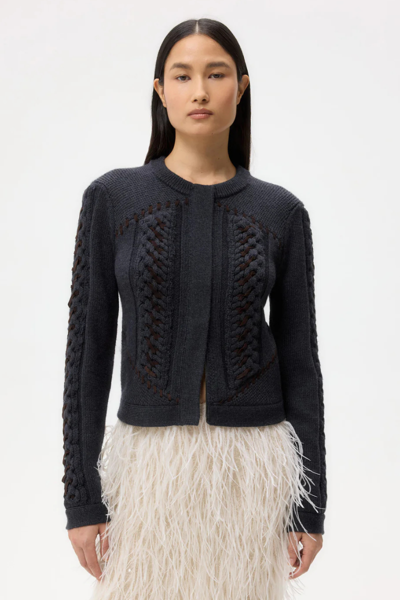 Suede Cables Sweater Jacket-TWP-Boyds Philadelphia