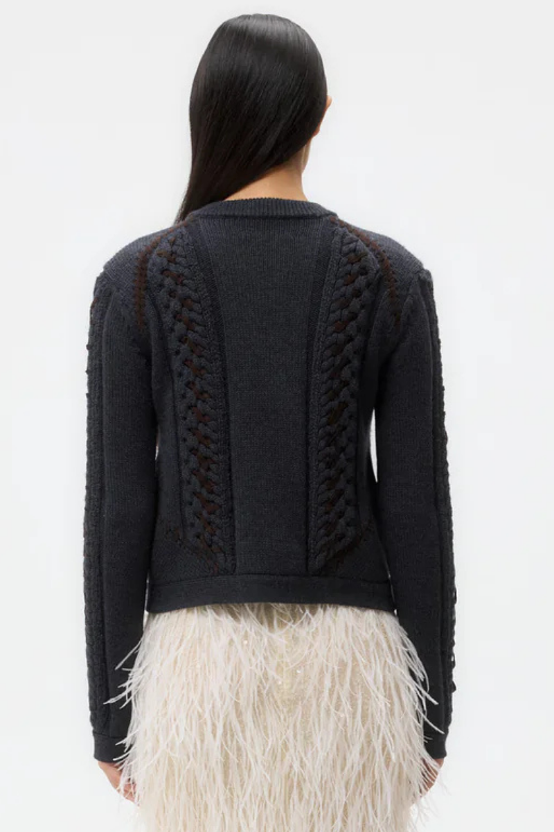 Suede Cables Sweater Jacket-TWP-Boyds Philadelphia