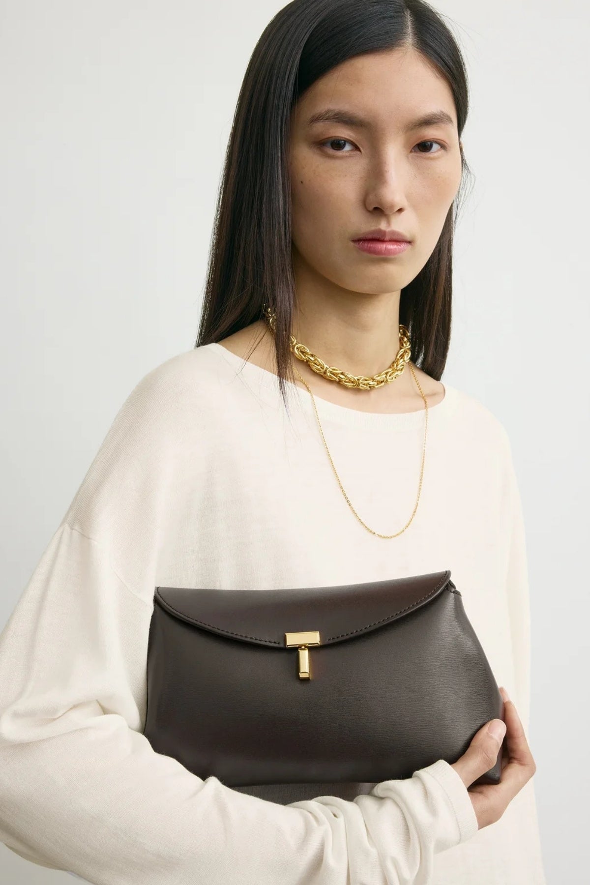 T-Lock Leather Clutch-TOTEME-Boyds Philadelphia