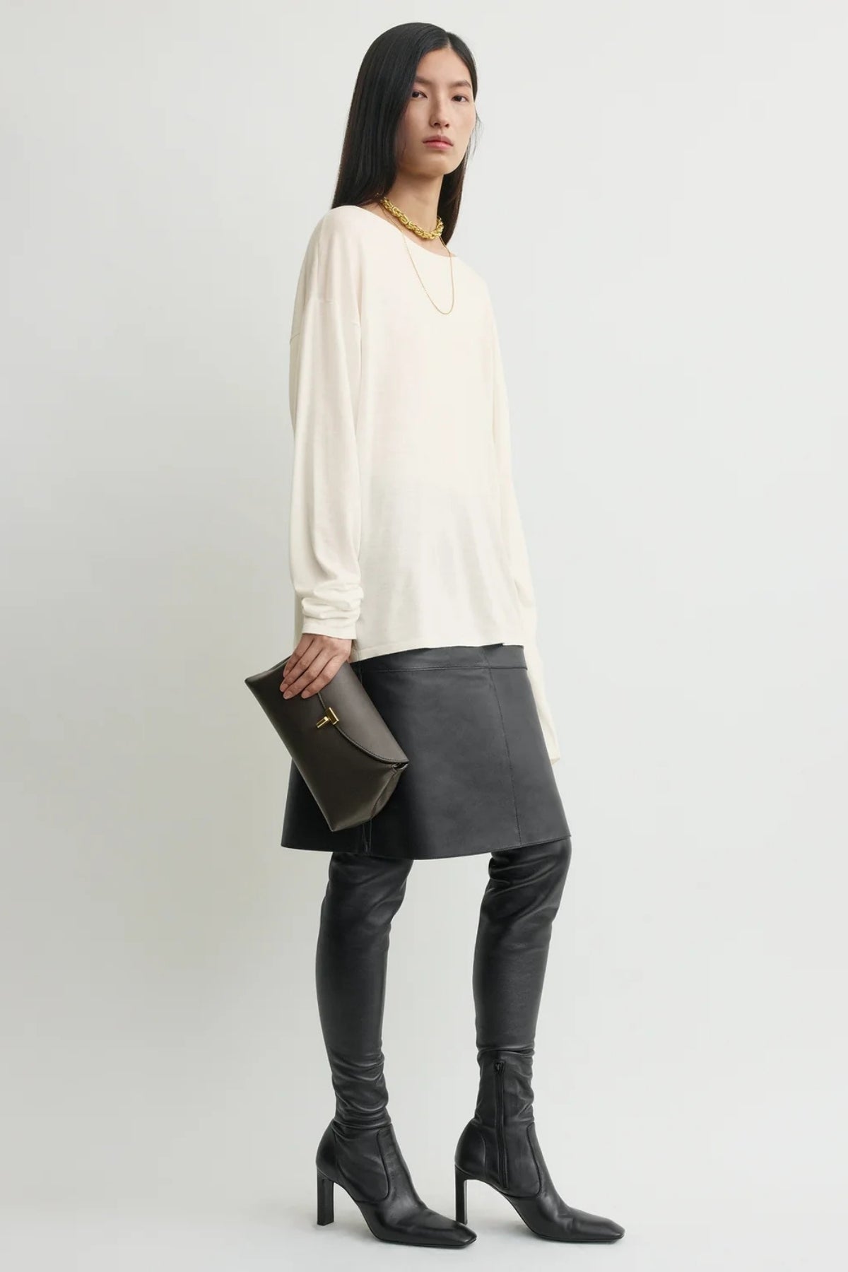 T-Lock Leather Clutch-TOTEME-Boyds Philadelphia