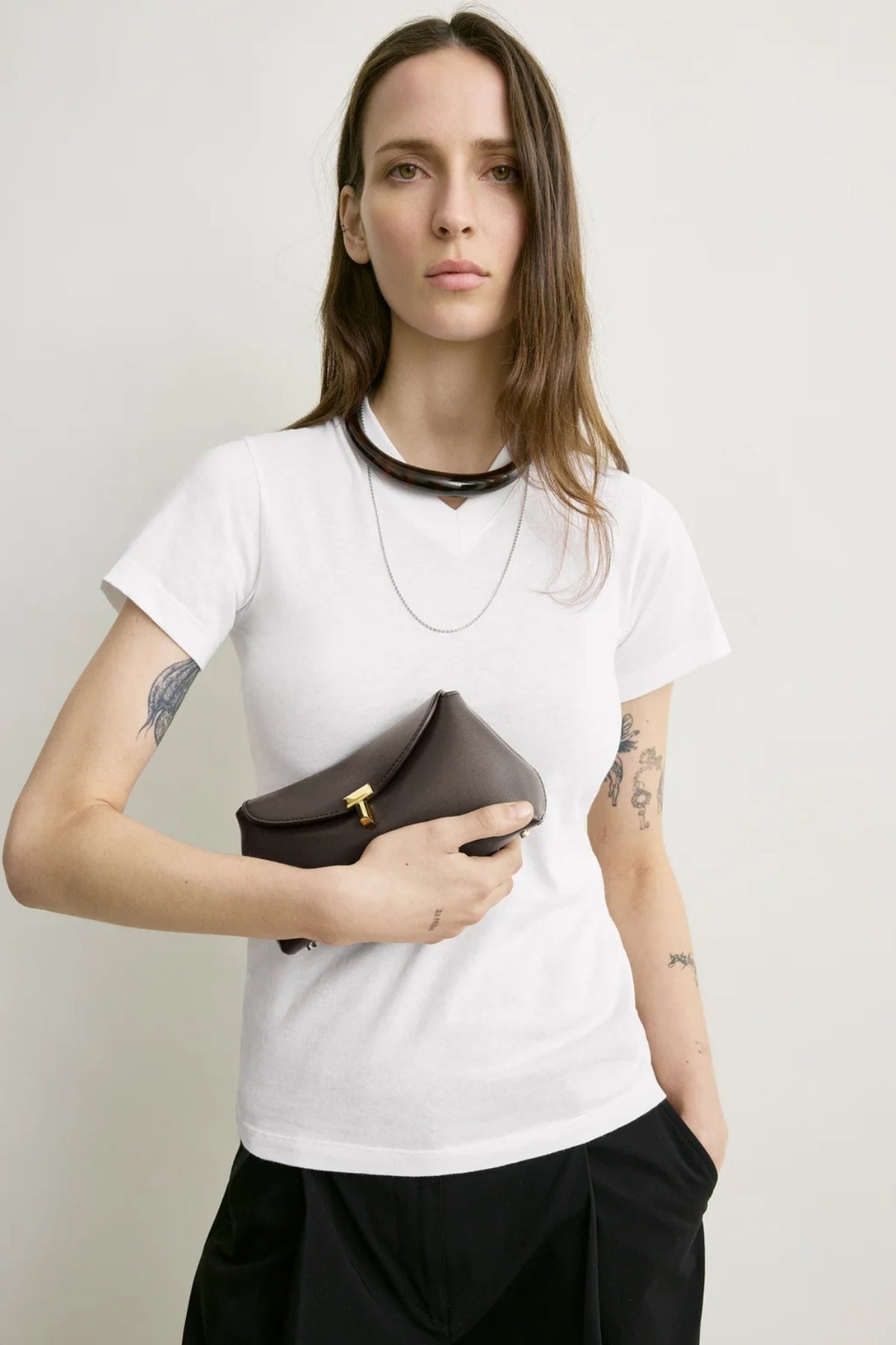 Mini T-Lock Leather Clutch-TOTEME-Boyds Philadelphia