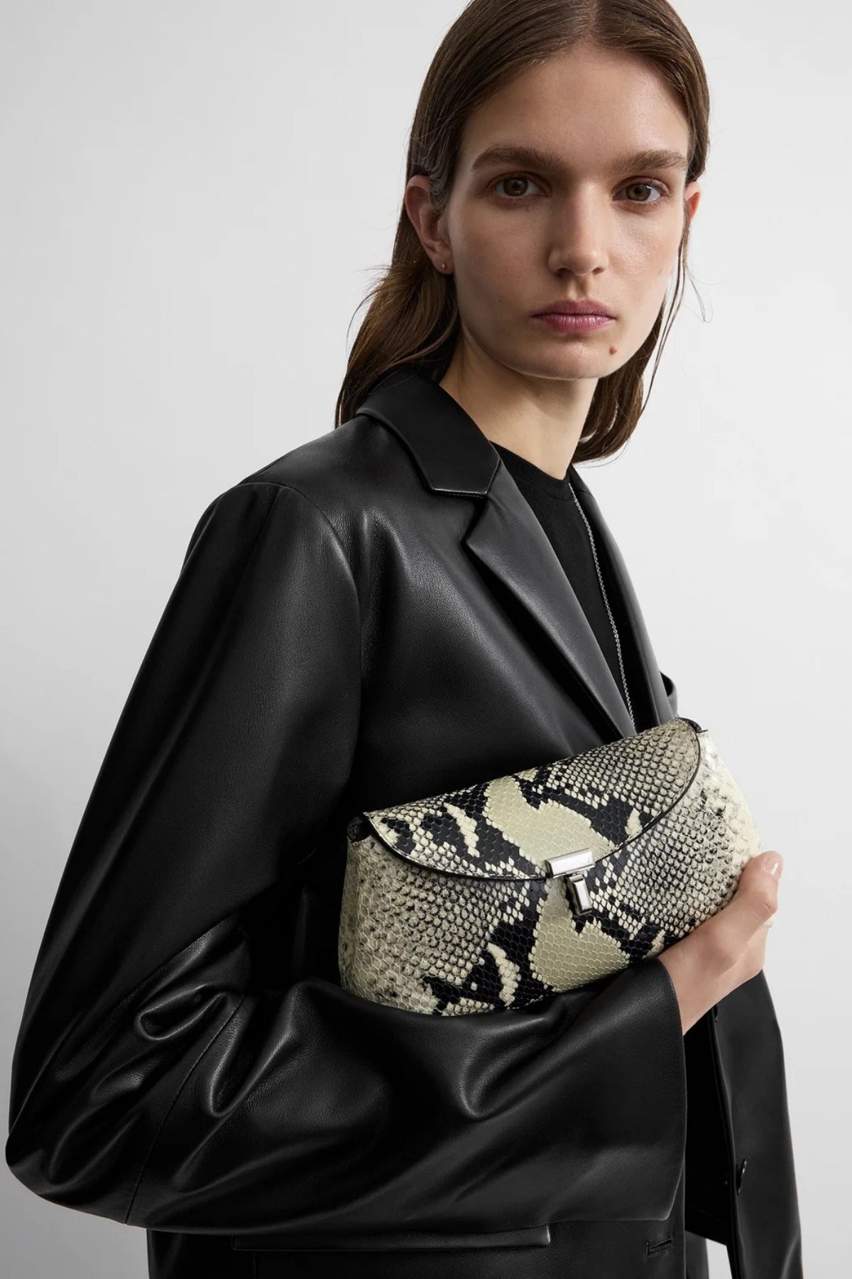 Mini T-Lock Python-Embossed Clutch-TOTEME-Boyds Philadelphia