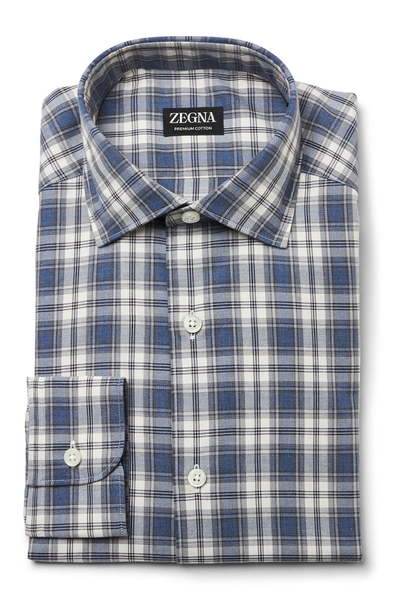 Premium Cotton Plaid Shirt-Zegna-Boyds Philadelphia