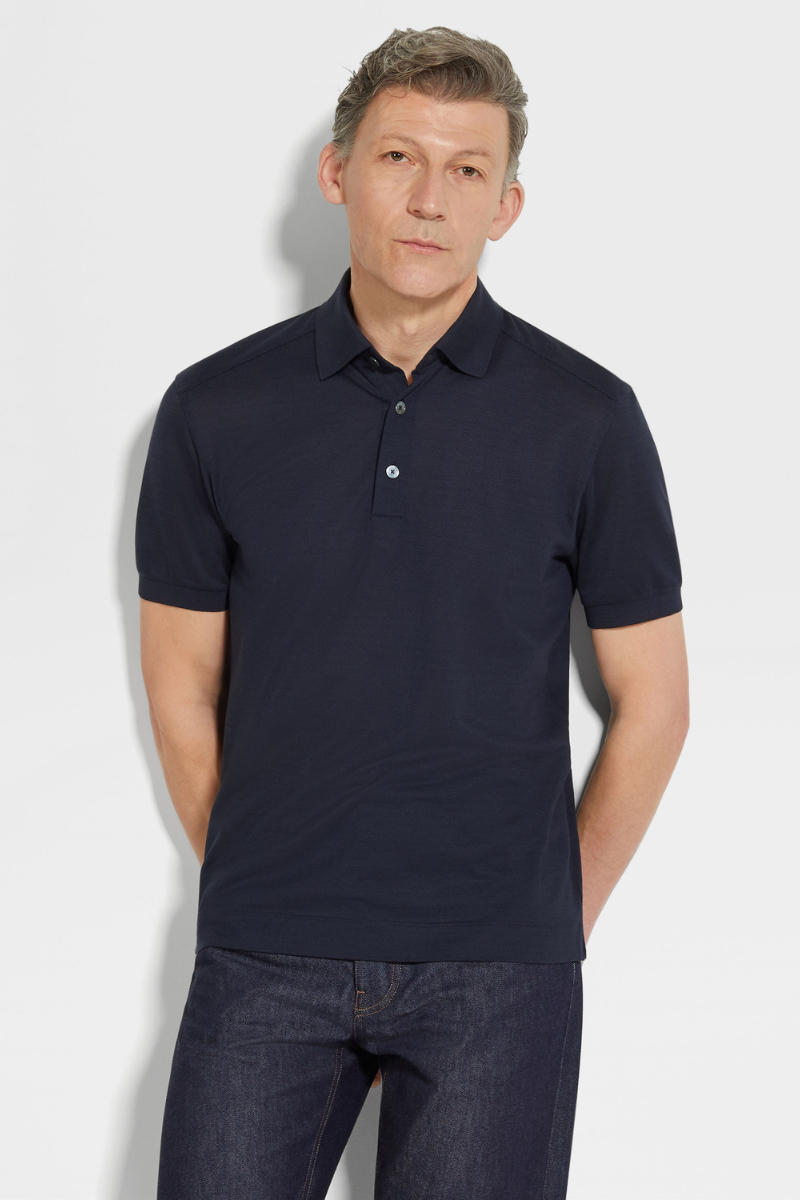 Zegna Cotton Silk Polo | Premium Knit Polo Shirt Zegna Cotton Silk Polo | Premium Knit Polo Shirt