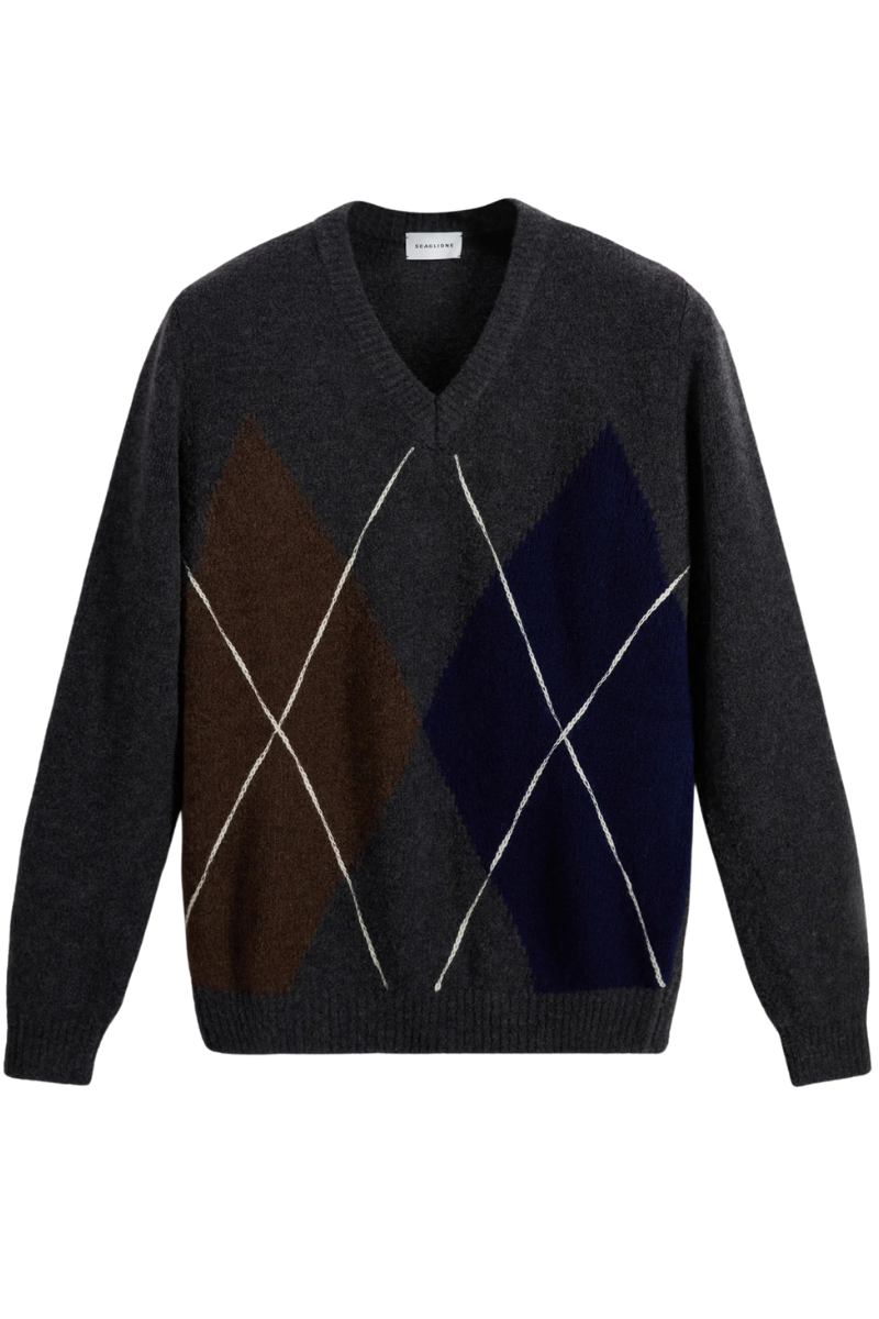 Diamond Jacquard V-Neck-Scaglione-Boyds Philadelphia