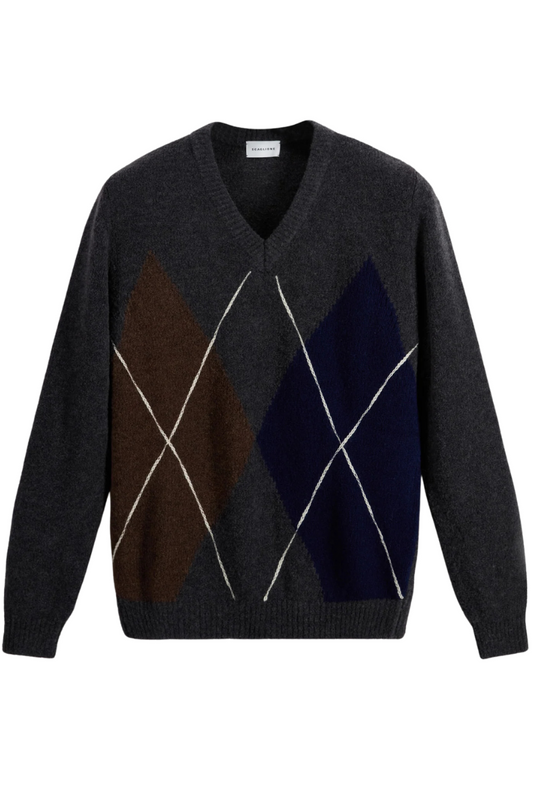Diamond Jacquard V-Neck-Scaglione-Boyds Philadelphia