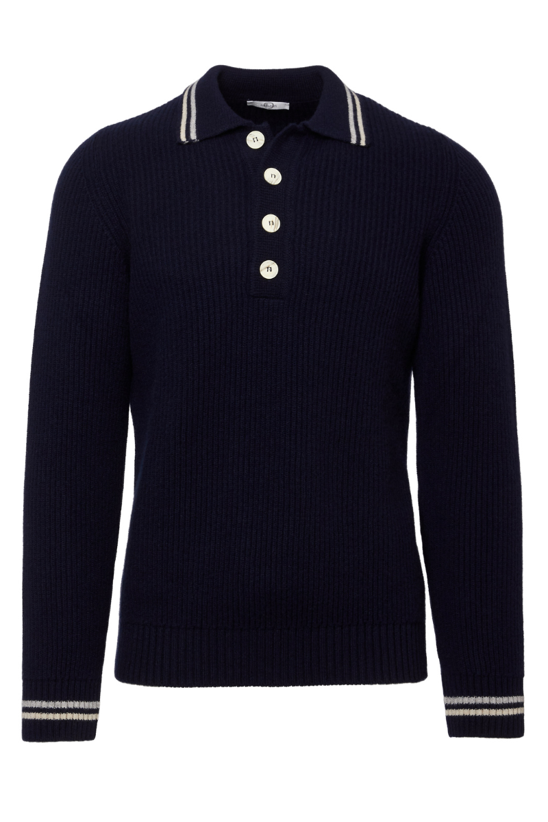 Rib Knit Polo Sweater-Casheart-Boyds Philadelphia