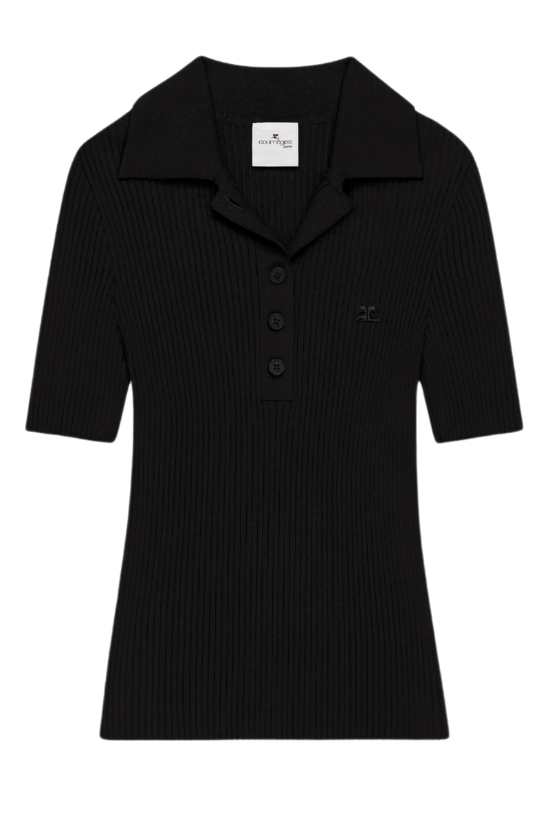 Iconic Rib Knit Polo Shirt by Courrèges