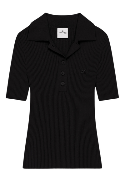 Iconic Rib Knit Polo Shirt by Courrèges