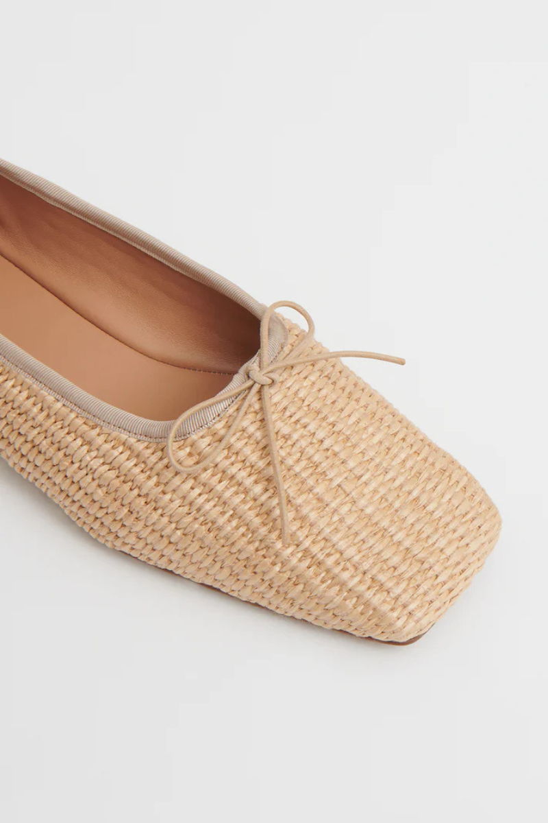 Raffia Square Toe Ballerina-Mansur Gavriel-Boyds Philadelphia