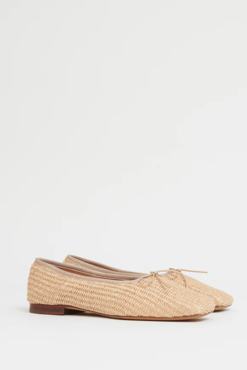 Raffia Square Toe Ballerina-Mansur Gavriel-Boyds Philadelphia