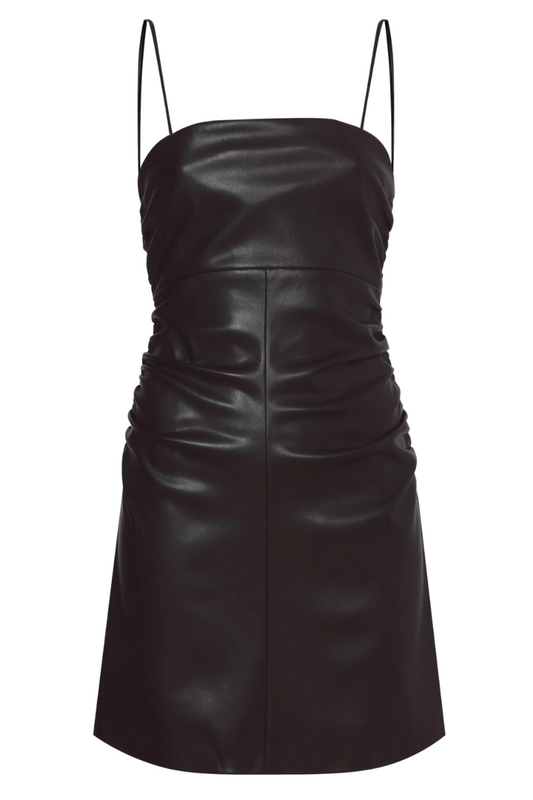Faux Leather Ruched Mini Dress-Proenza Schouler White Label-Boyds Philadelphia