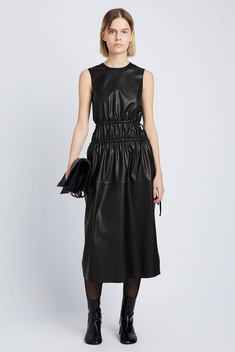 Faux Leather Drawstring Dress-Proenza Schouler White Label-Boyds Philadelphia