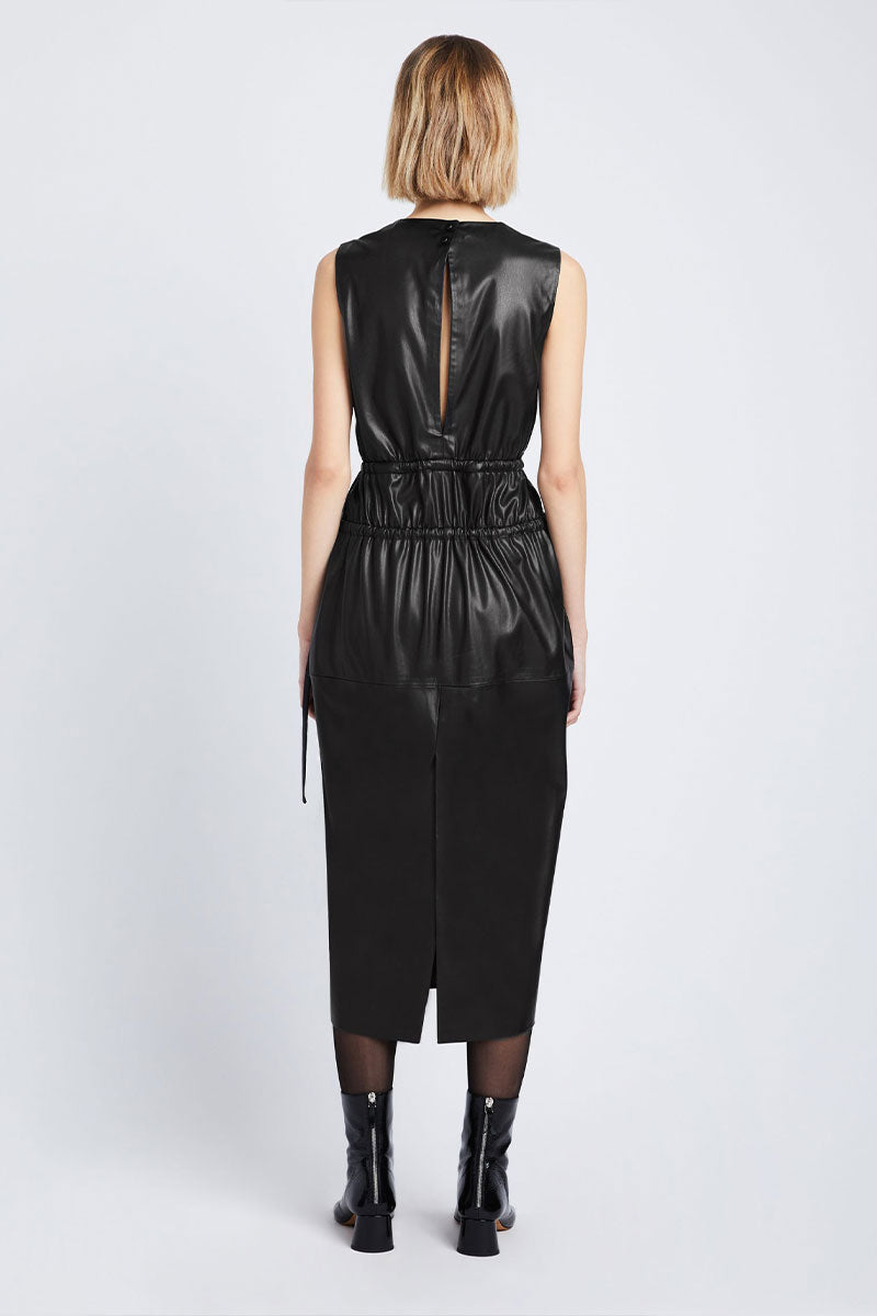 Faux Leather Drawstring Dress-Proenza Schouler White Label-Boyds Philadelphia