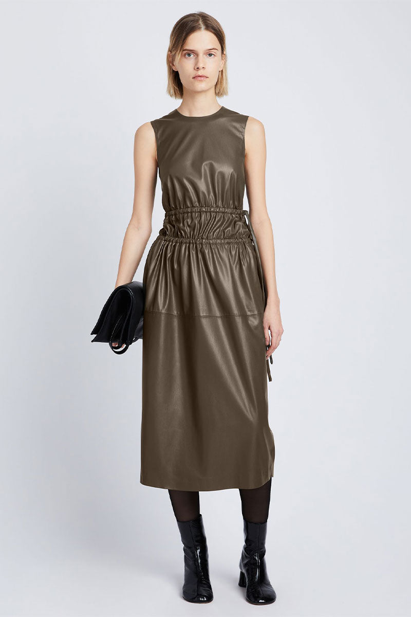Faux Leather Drawstring Dress-Proenza Schouler White Label-Boyds Philadelphia
