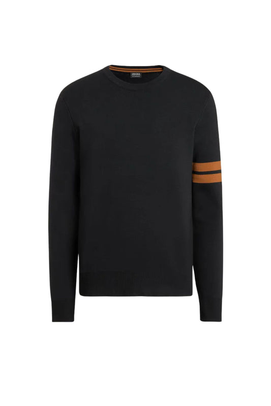 Black High Performance™ Wool Crewneck-Zegna-Boyds Philadelphia