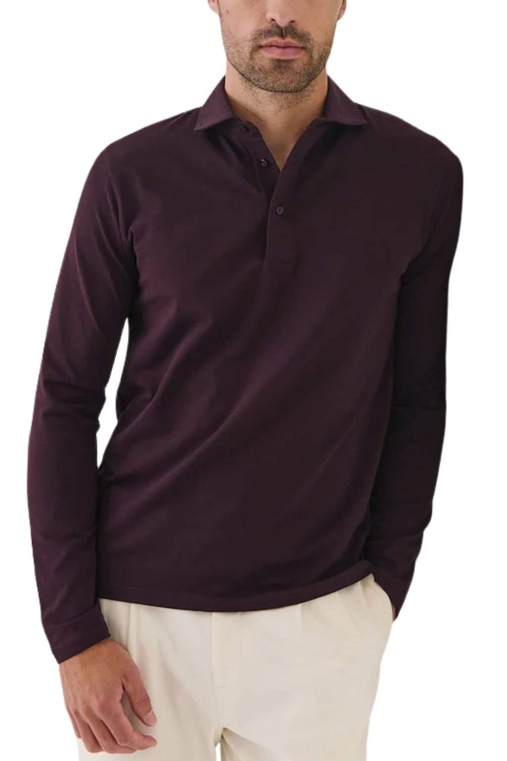 Pima Cotton Stretch Long Sleeve Polo-Patrick Assaraf-Boyds Philadelphia